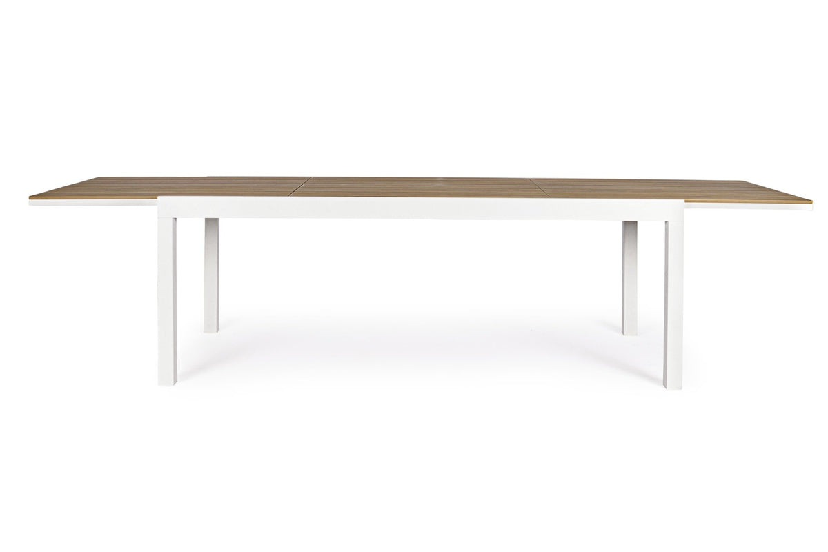 Kerti asztal - ELIAS fehér és barna műanyag kerti asztal