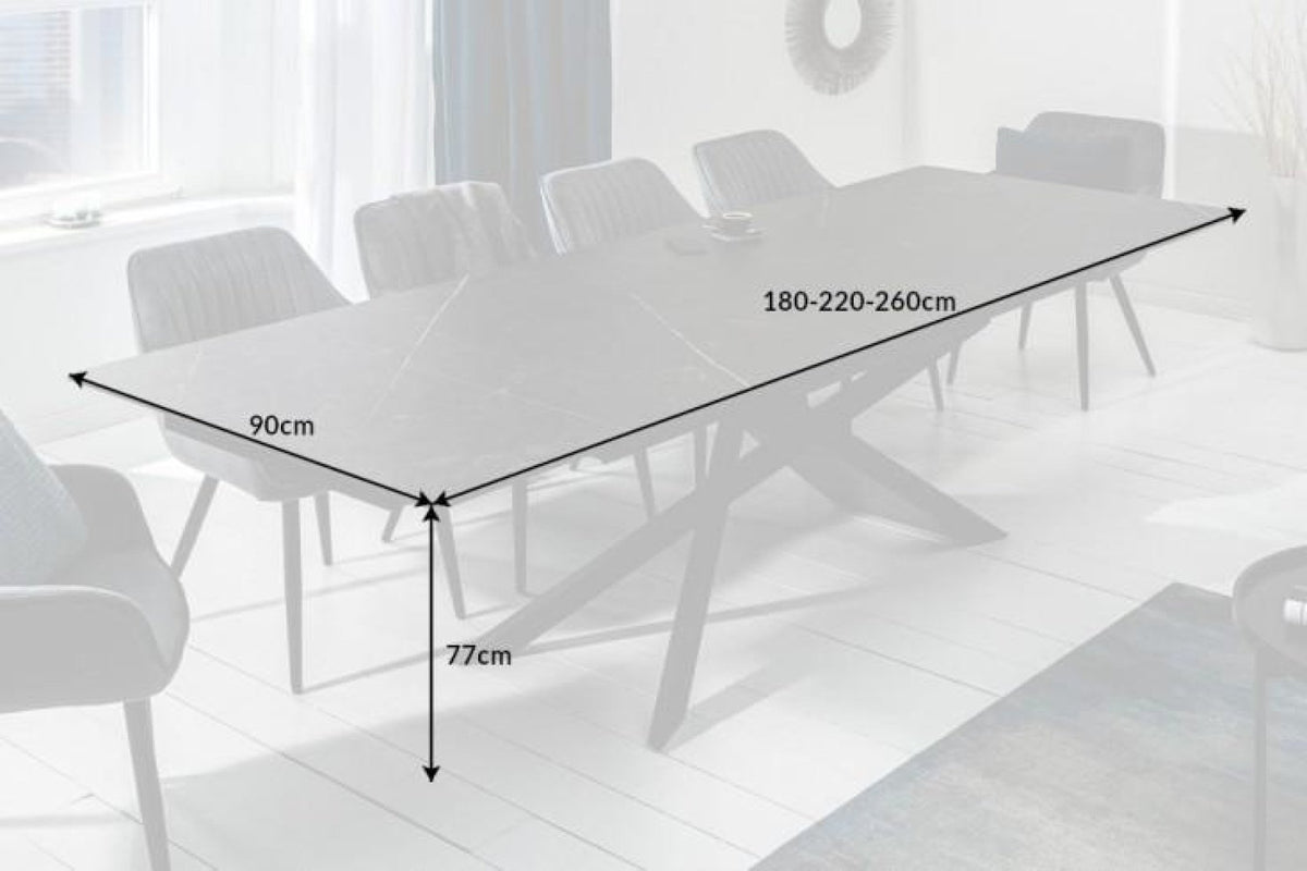 Étkezőasztal - EUPHORIA grafitszürke kerámia bővíthető étkezőasztal 180-220-260cm