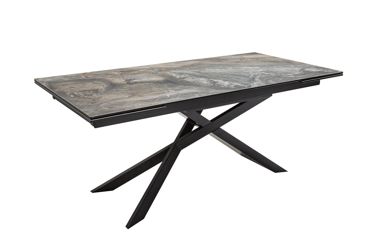 Étkezőasztal - EUPHORIA márványmintás barna kerámia bővíthető étkezőasztal 180-220-260cm