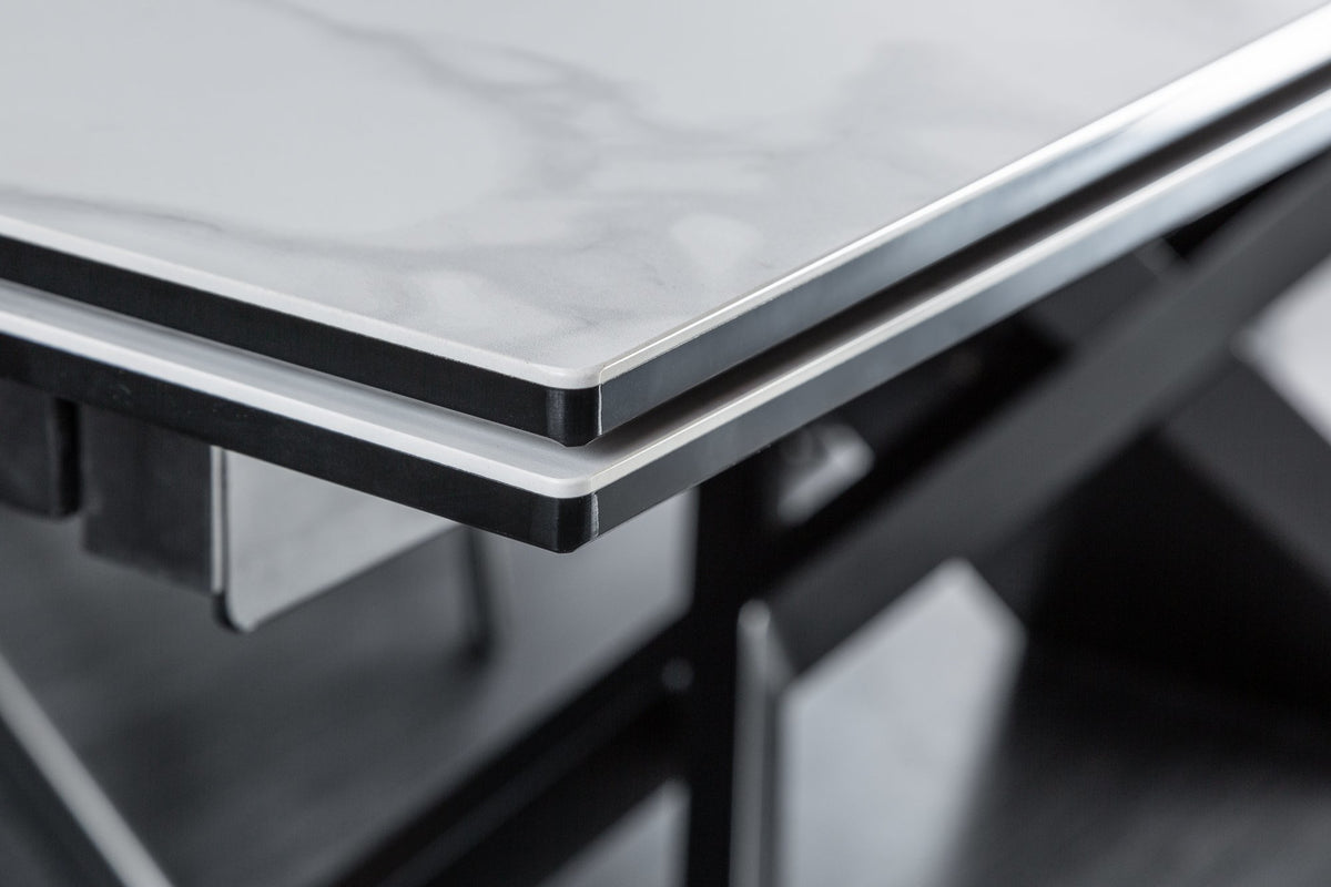 Étkezőasztal - EUPHORIA márványmintás szürke kerámia bővíthető étkezőasztal 180-220-260cm