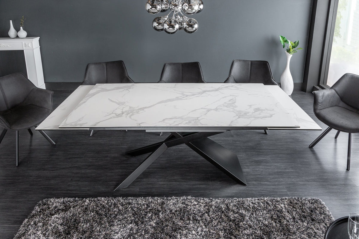 Étkezőasztal - EUPHORIA márványmintás szürke kerámia bővíthető étkezőasztal 180-220-260cm