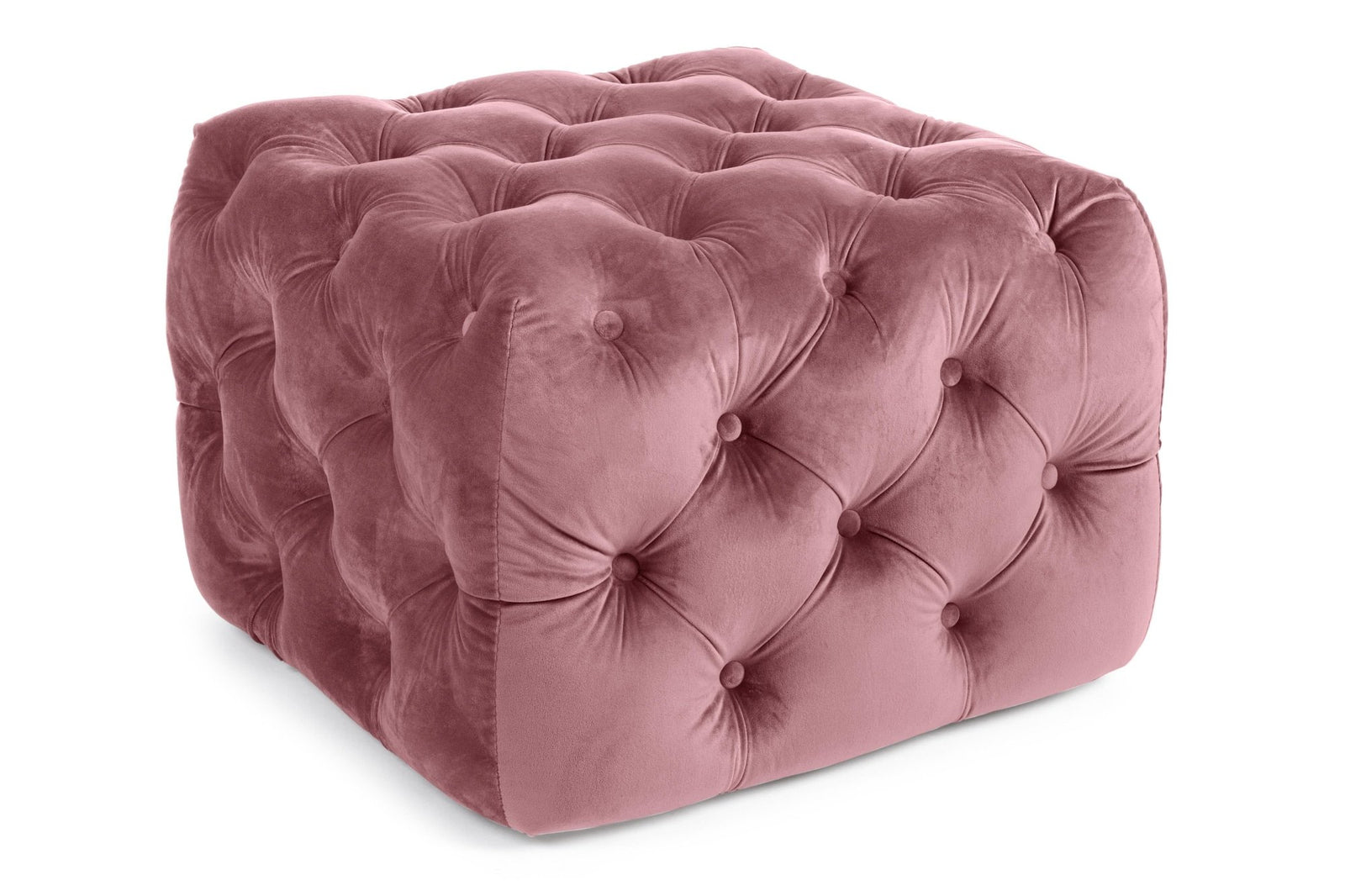 Puff - EVAN rózsaszín bársony puff S