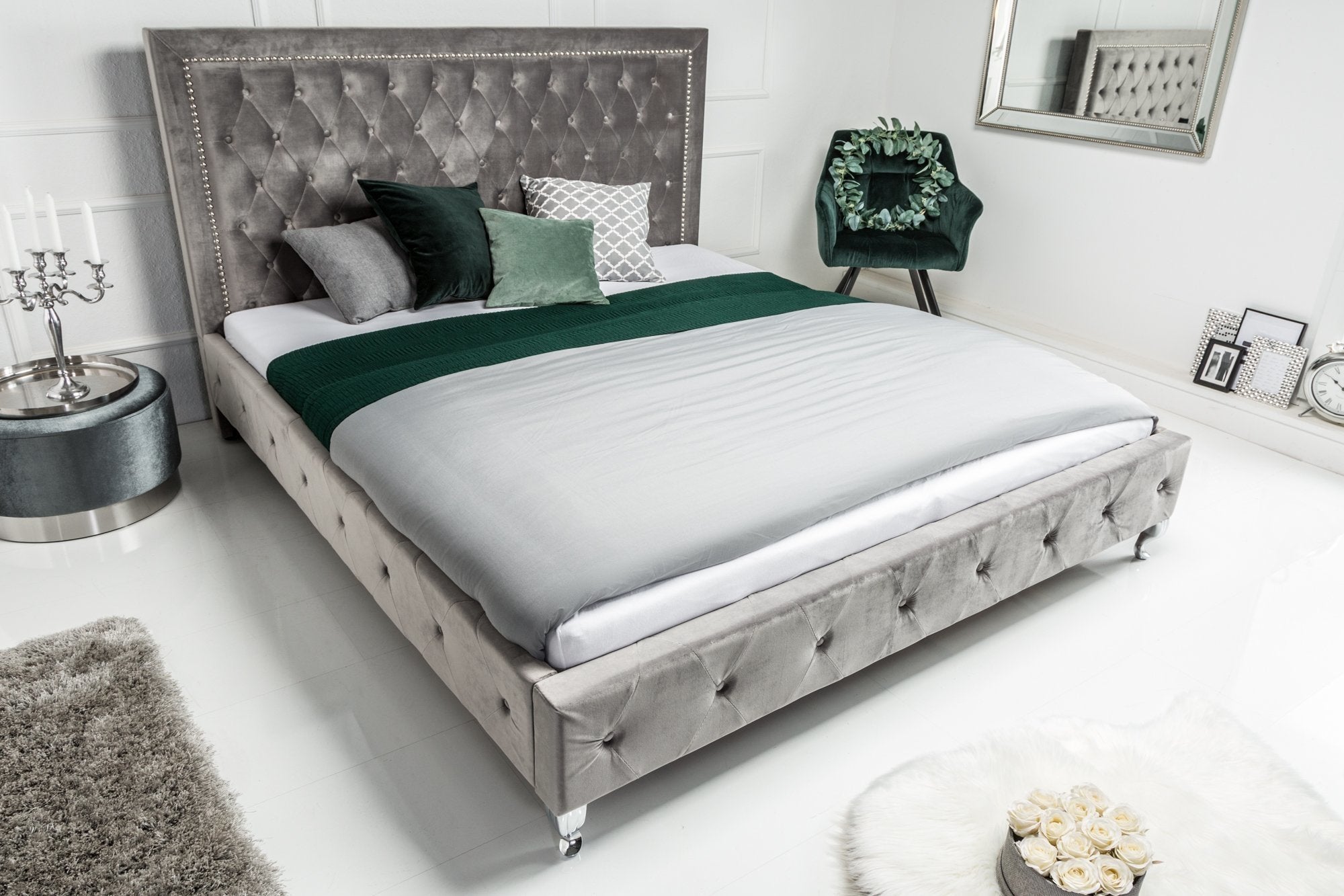 Ágy - EXTRAVAGANCIA ezüstszürke ágy 180 x 200cm