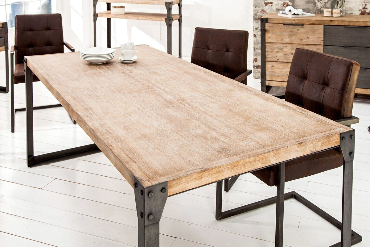 Étkezőasztal - FACTORY akácfa fém étkezőasztal 200cm
