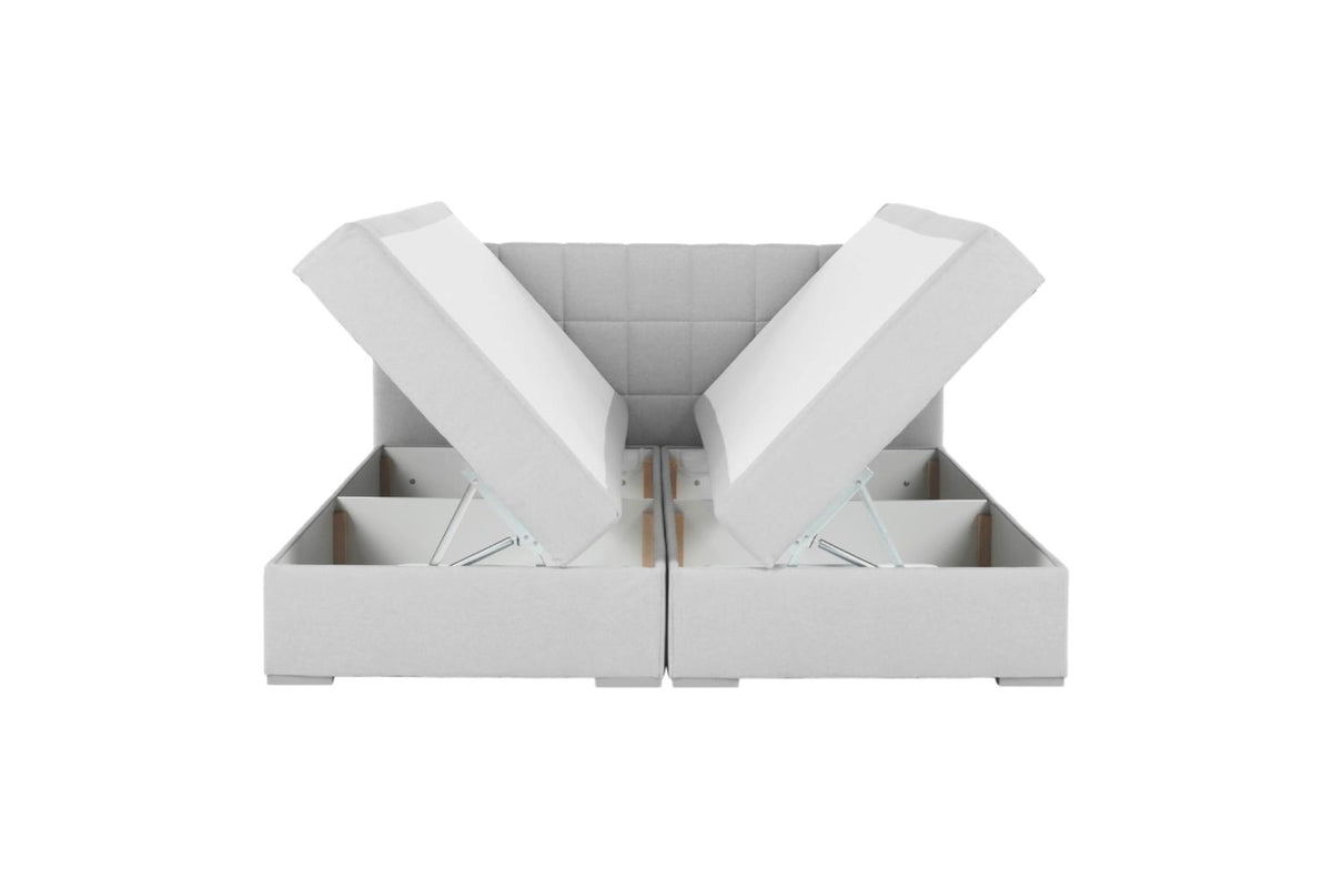 Boxspring ágy - FERATA világosszürke szövet boxspring ágy 160x200cm