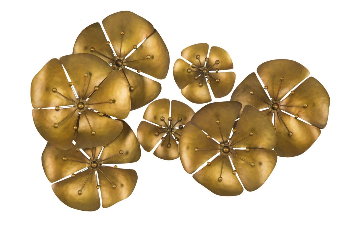 Fali dekoráció - FLOWER GOLDY bronz vas fali dekoráció