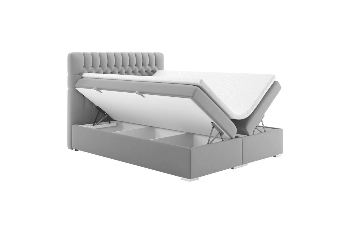 Boxspring ágy - FONDA szürke szövet boxspring ágy 160x200cm