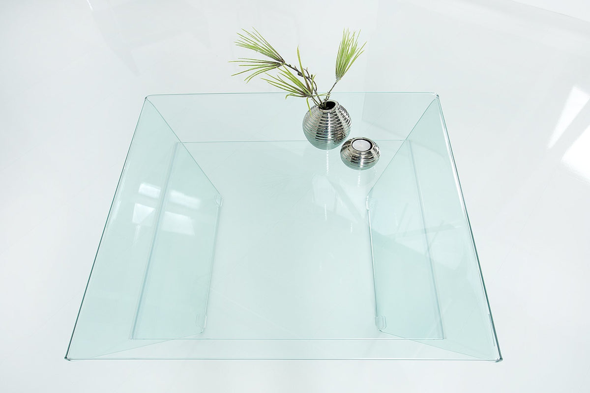 Dohányzóasztal - GHOST trapéz alakú üveg dohányzóasztal 70cm