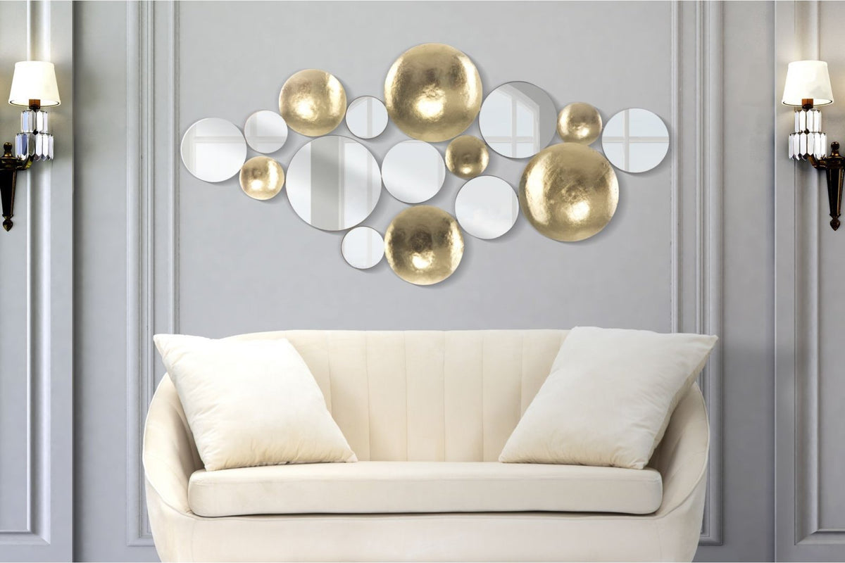 Fali dekoráció - GLAM MIRROR arany és tükröződő vas fali dekoráció