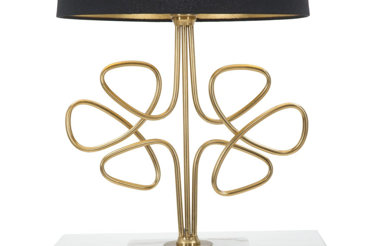 Asztali lámpa - GLAM ROUNDY fekete és arany vas asztali lámpa