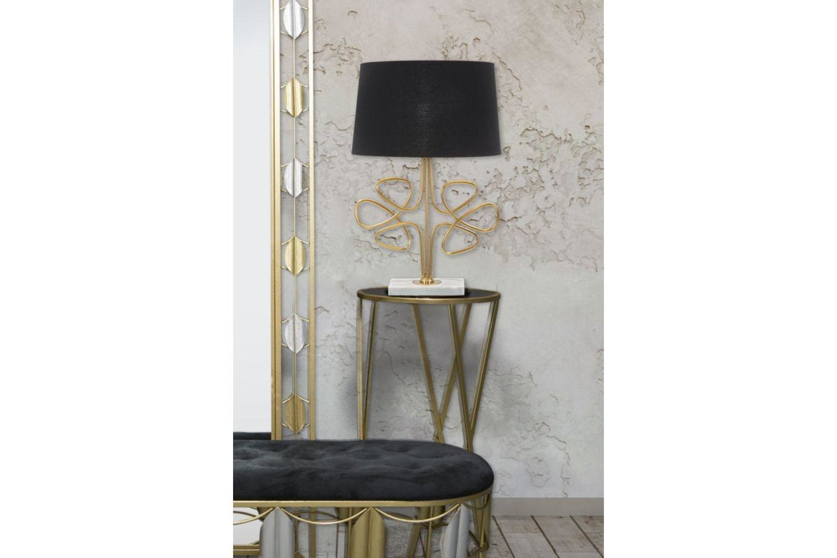 Asztali lámpa - GLAM ROUNDY fekete és arany vas asztali lámpa