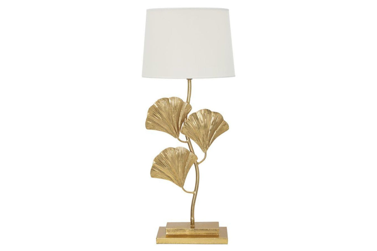 Asztali lámpa - GLAMY WITH LEAVES fehér és arany vas asztali lámpa