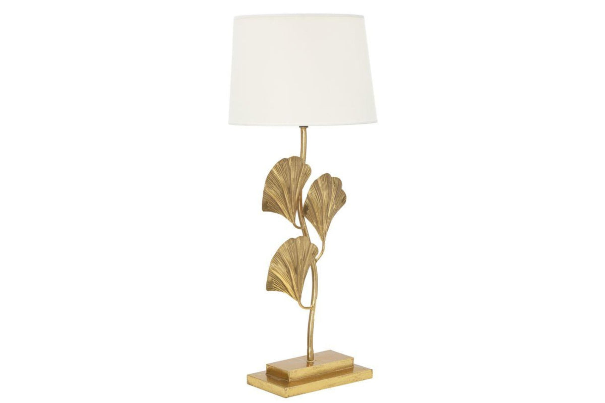Asztali lámpa - GLAMY WITH LEAVES fehér és arany vas asztali lámpa