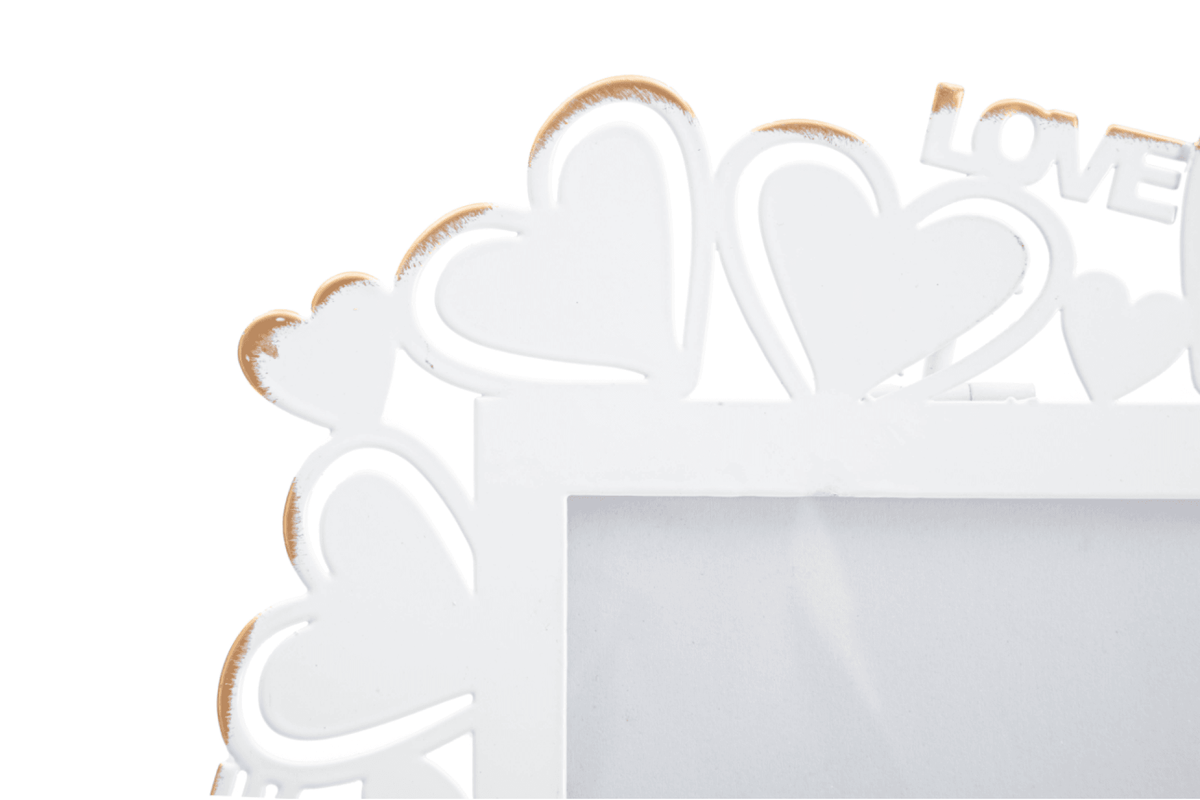 Asztali képkeret - HEARTS fehér vas asztali képkeret