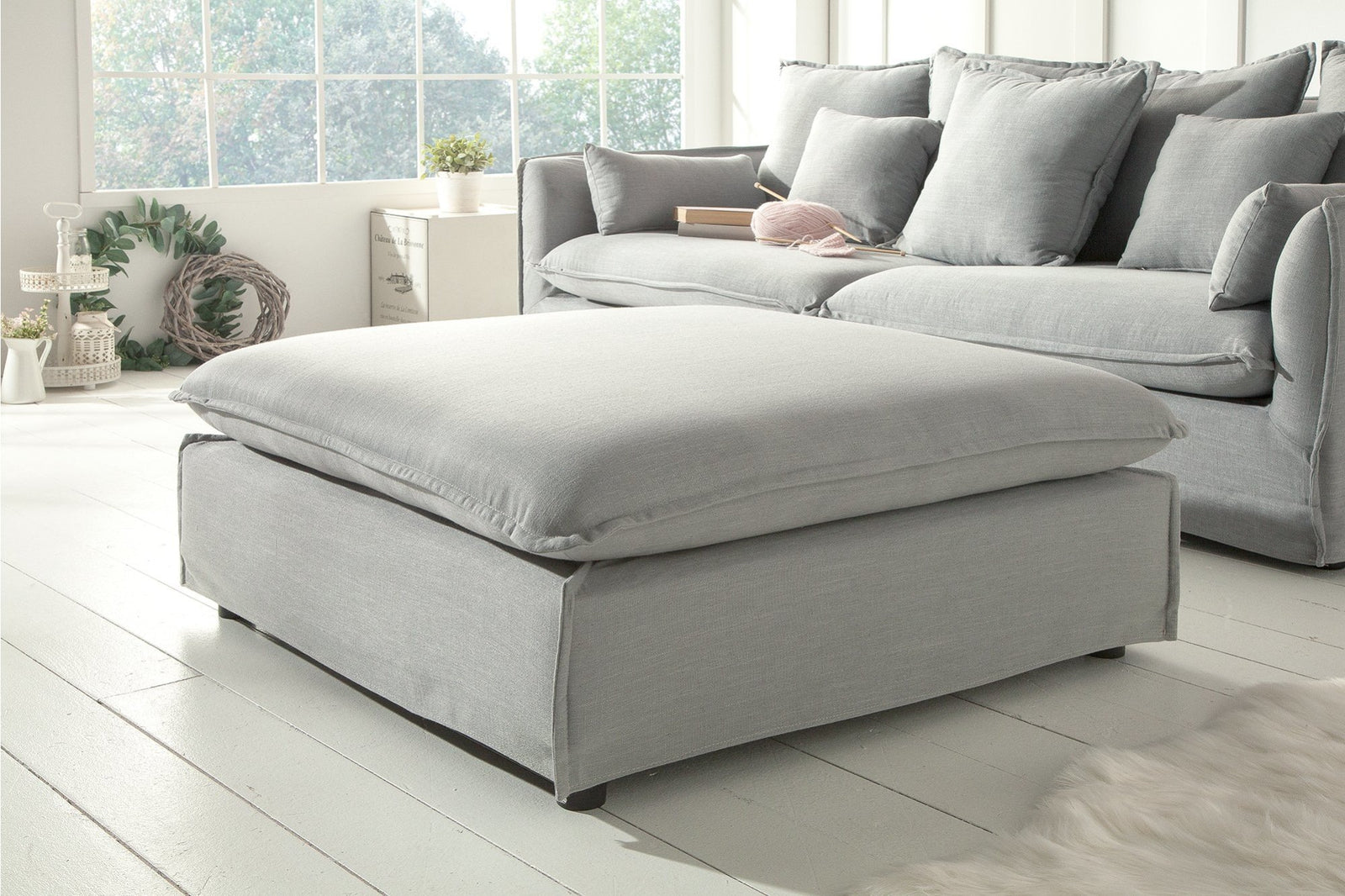 Puff - HEAVEN szürke szövet puff