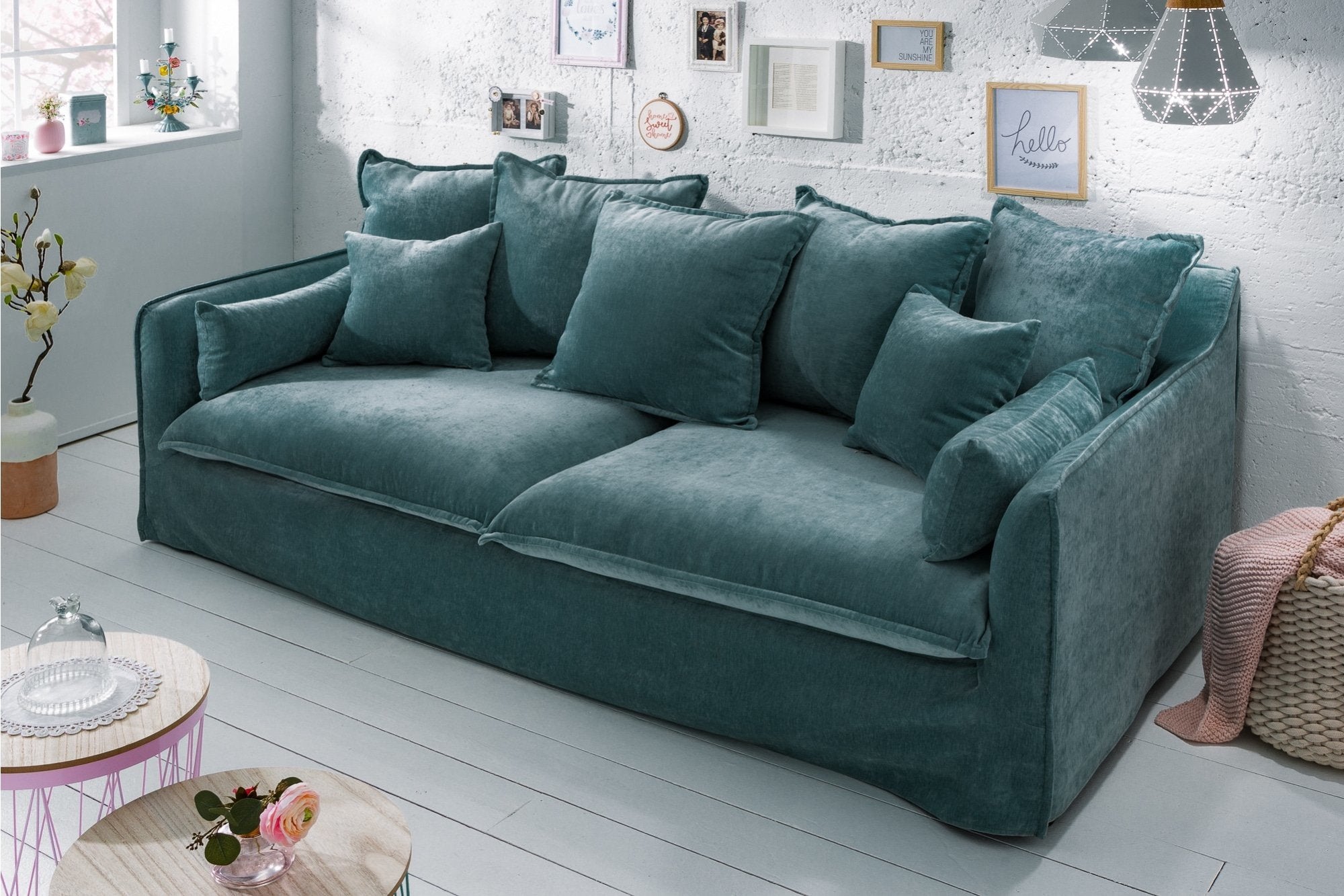 Kanapé - HEAVEN zöld bársony kanapé