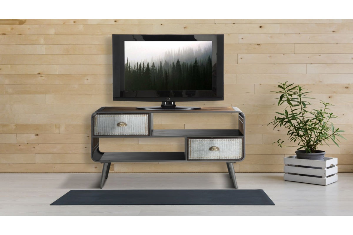TV szekrény - ILLINOIS szürke és barna vas tv szekrény