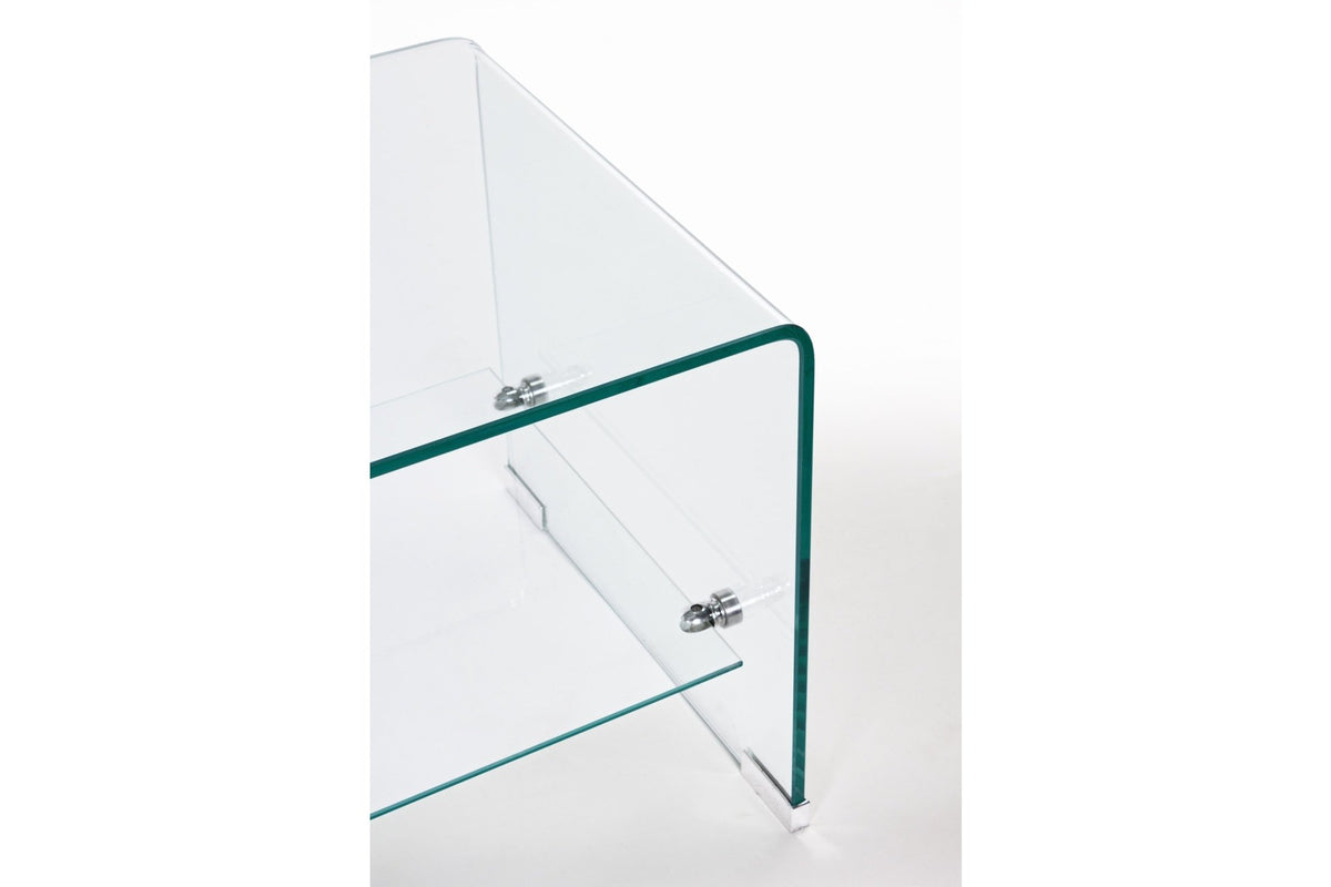 Dohányzóasztal - IRIDE négyszögletes üveg dohányzóasztal 2 polccal 100x40