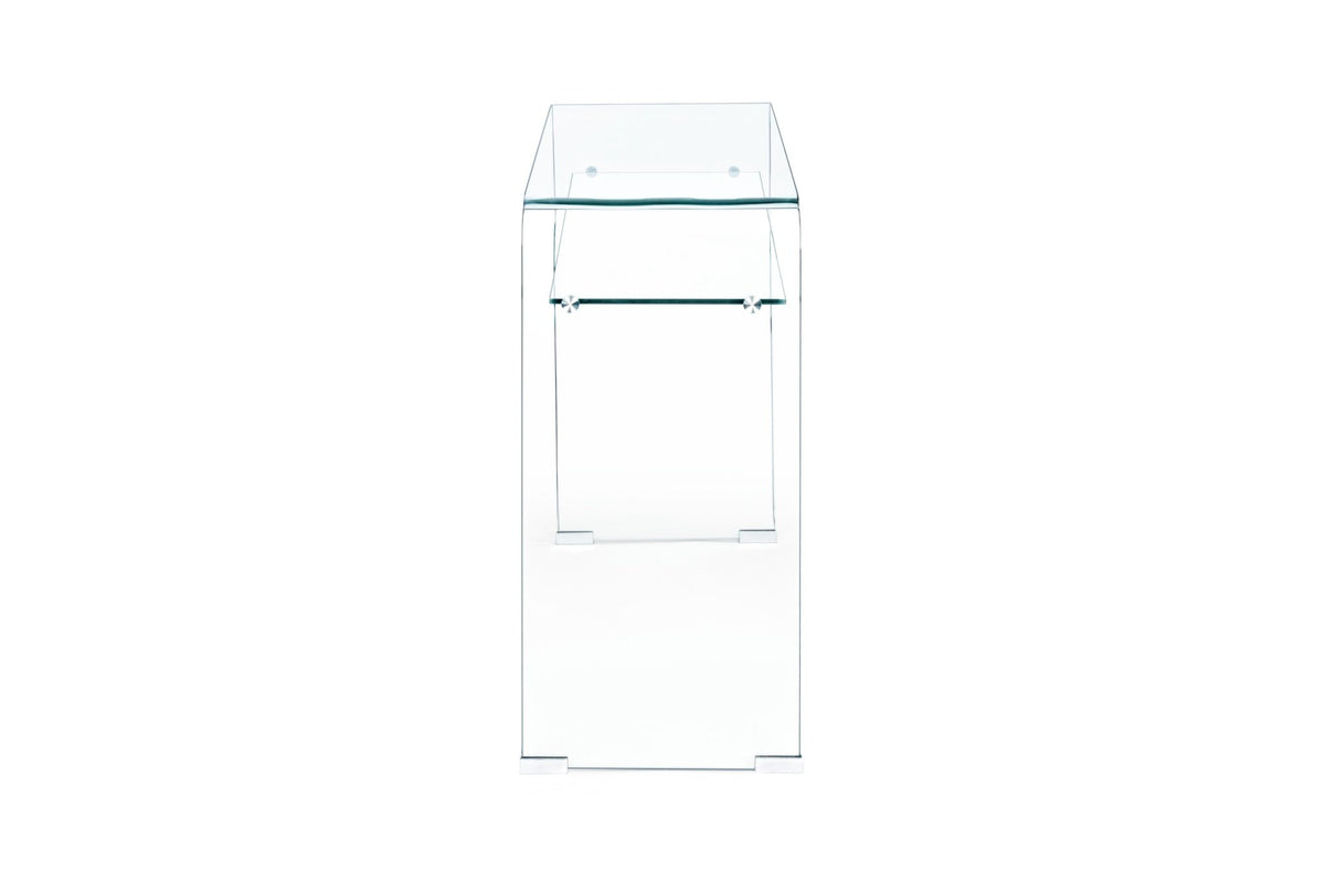Konzolasztal - IRIDE négyszögletes üveg konzolasztal polccal 100x35