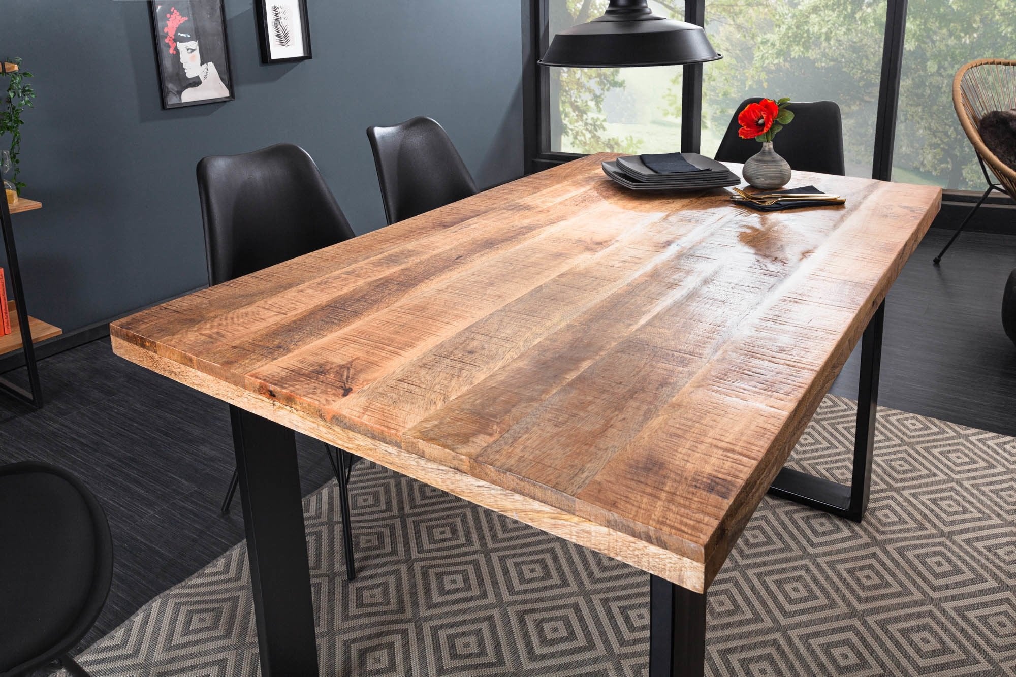 Étkezőasztal - IRON CRAFT barna mangófa étkezőasztal 120cm