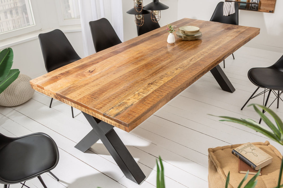 Étkezőasztal - IRON CRAFT barna mangófa étkezőasztal 200cm
