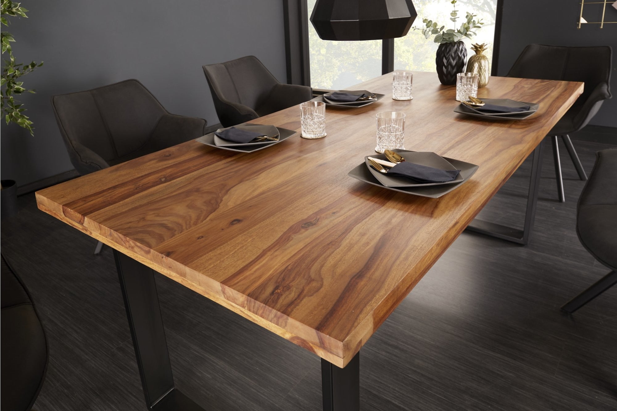 Étkezőasztal - IRON CRAFT barna rózsafa étkezőasztal