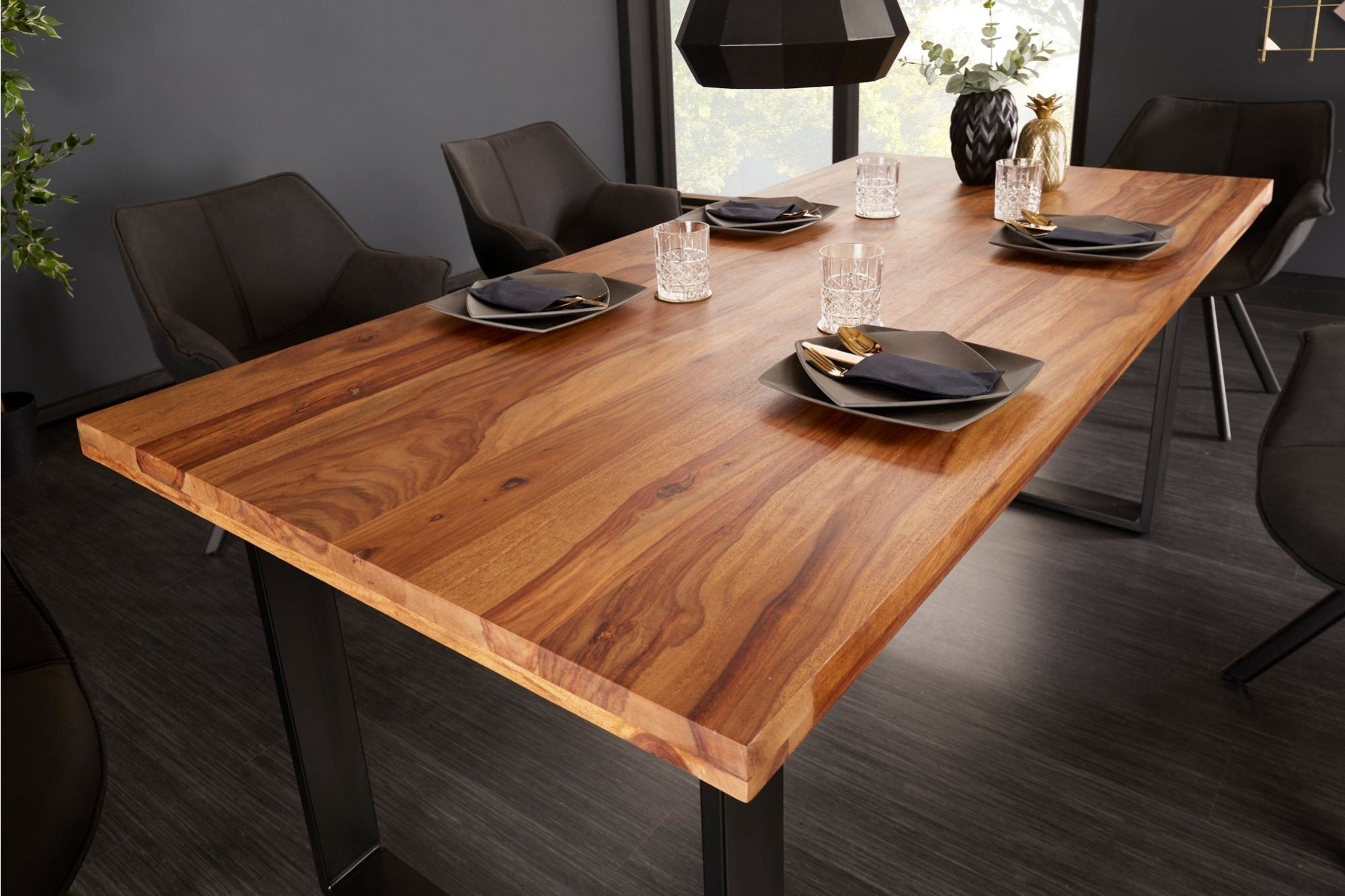 Étkezőasztal - IRON CRAFT barna rózsafa étkezőasztal