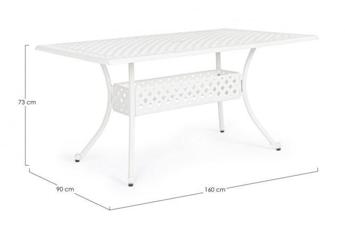 Kerti asztal - IVREA fehér alumínium kerti asztal 160 cm