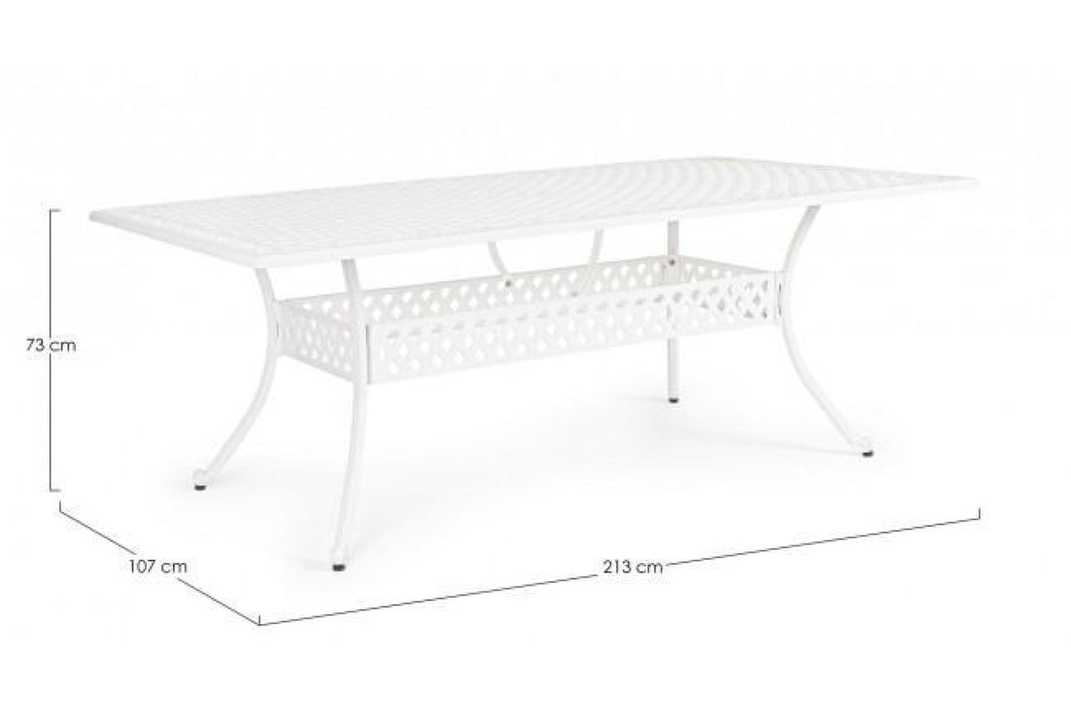 Kerti asztal - IVREA fehér alumínium kerti asztal 213 cm