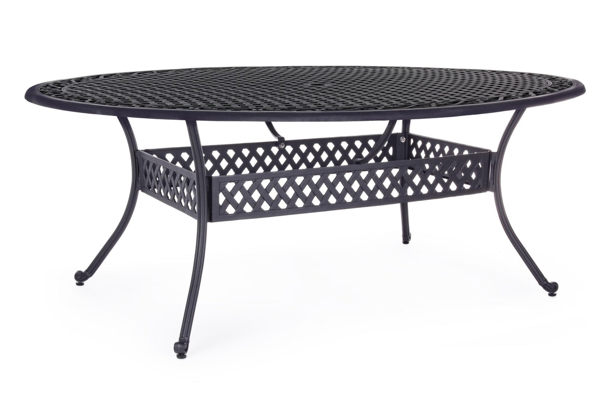 Kerti asztal - IVREA fekete alumínium 8 személyes kerti asztal