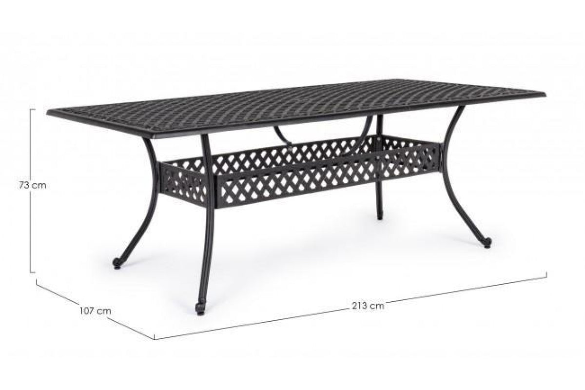 Kerti asztal - IVREA fekete alumínium kerti asztal 213 cm