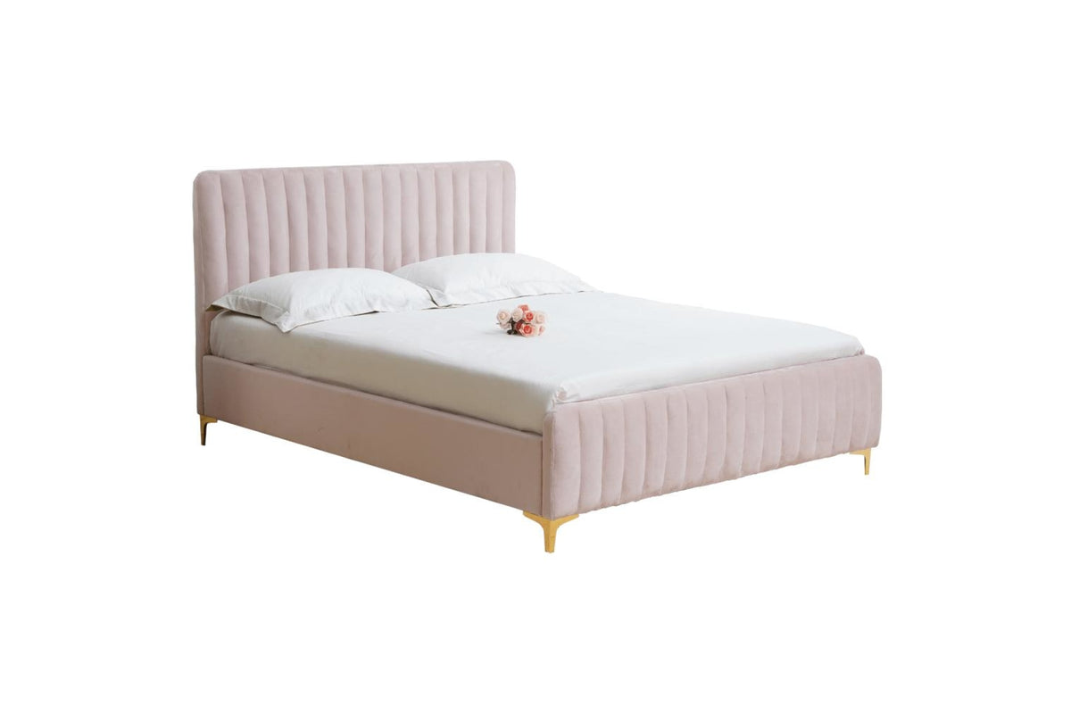 Ágy - KAISA rózsaszín szövet ágy