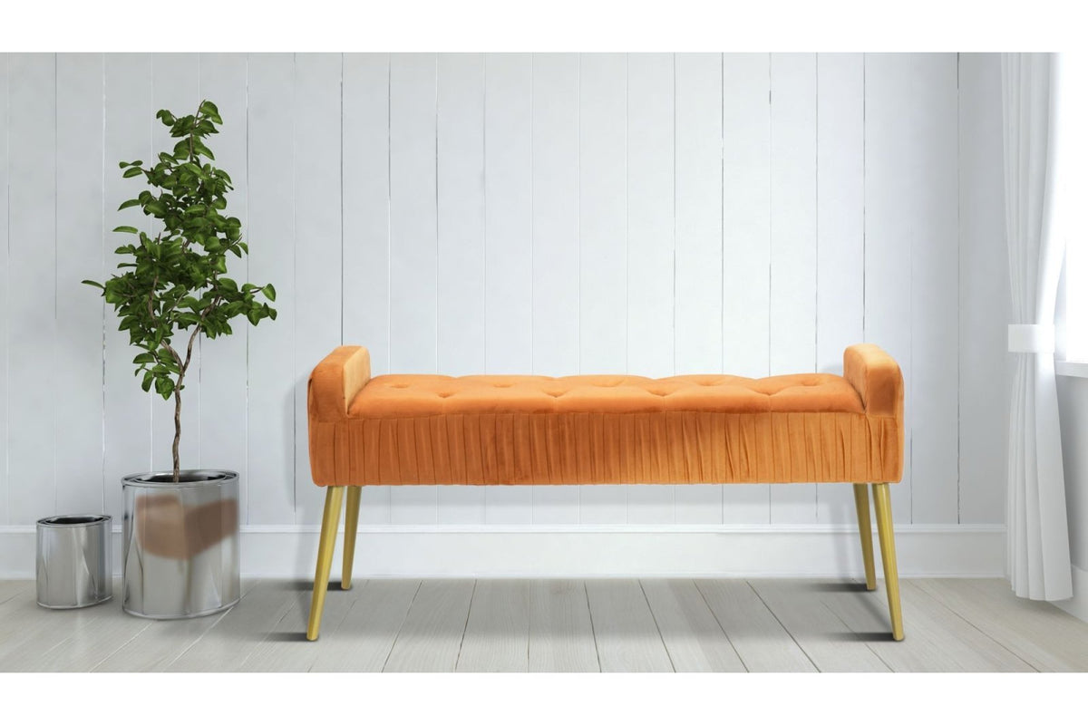Ülőpad - LADY RUST narancssárga és barna bársony ülőpad