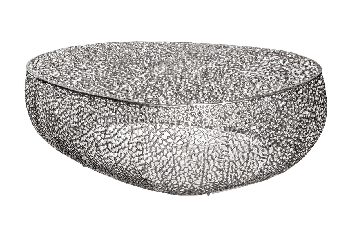 Dohányzóasztal - LEAF ezüst dohányzóasztal 122cm