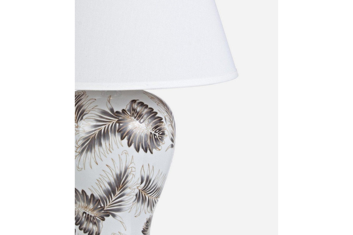 Asztali lámpa - LEAF fehér porcelán asztali lámpa