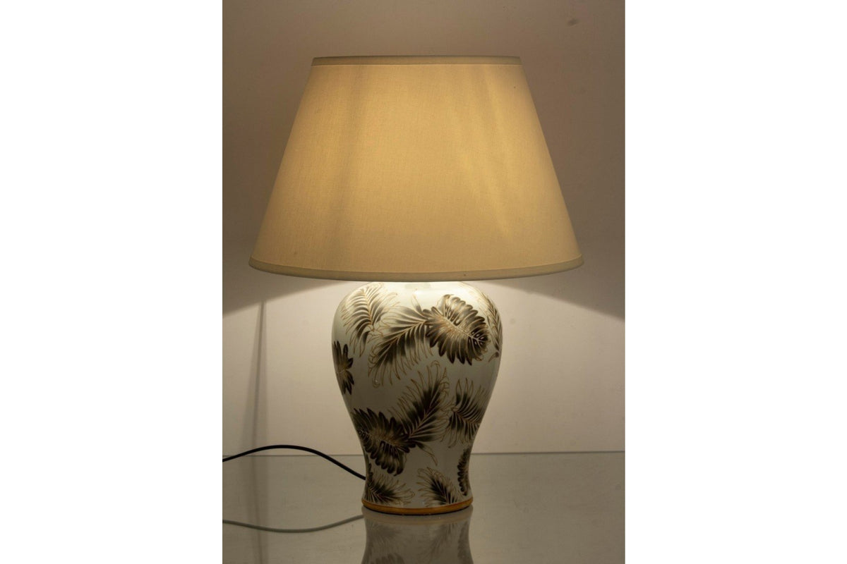 Asztali lámpa - LEAF fehér porcelán asztali lámpa