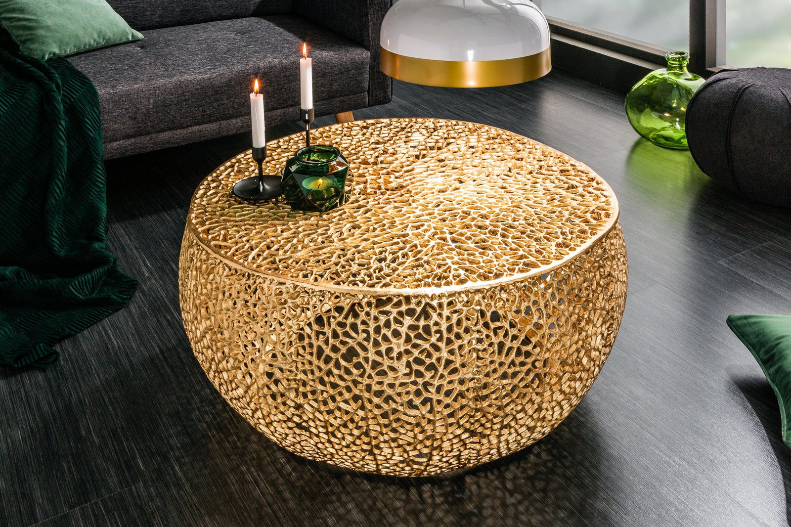 Dohányzóasztal - LEAF II arany alumínium dohányzóasztal 80cm