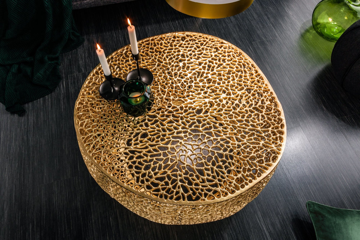Dohányzóasztal - LEAF II arany alumínium dohányzóasztal 80cm