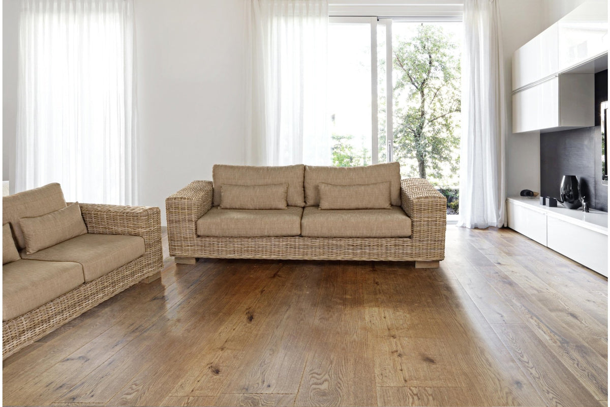 Kerti kanapé - LEANDRO 2-3 személyes barna rattan kerti kanapé