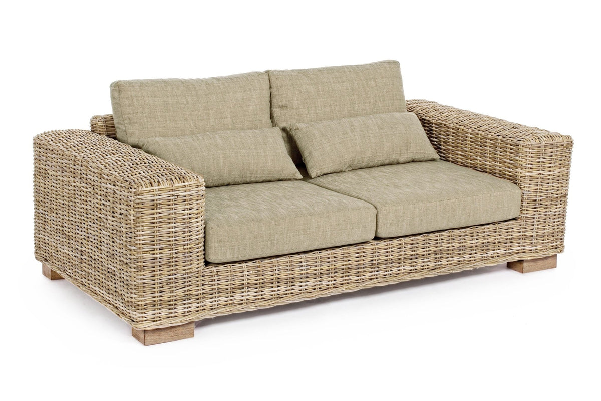 Kerti kanapé - LEANDRO 2-3 személyes barna rattan kerti kanapé