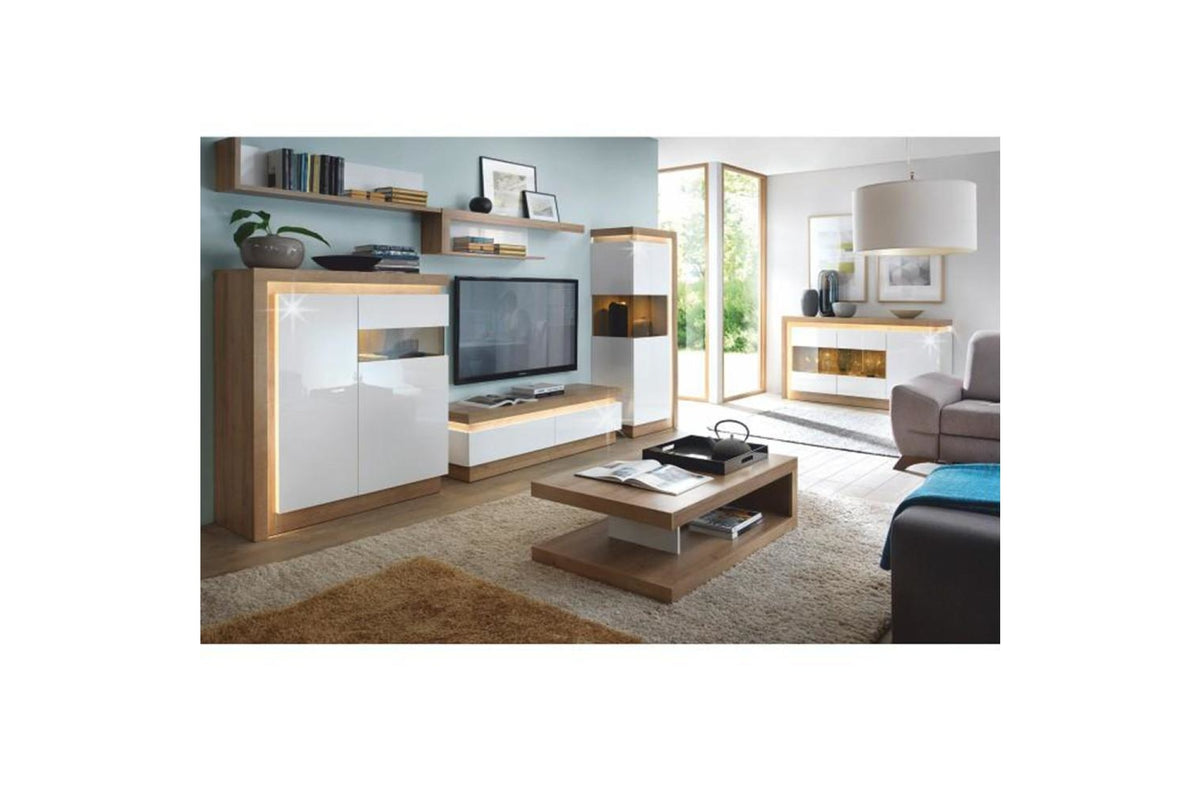 TV szekrény - LEONARDO fehér és barna mdf tv szekrény