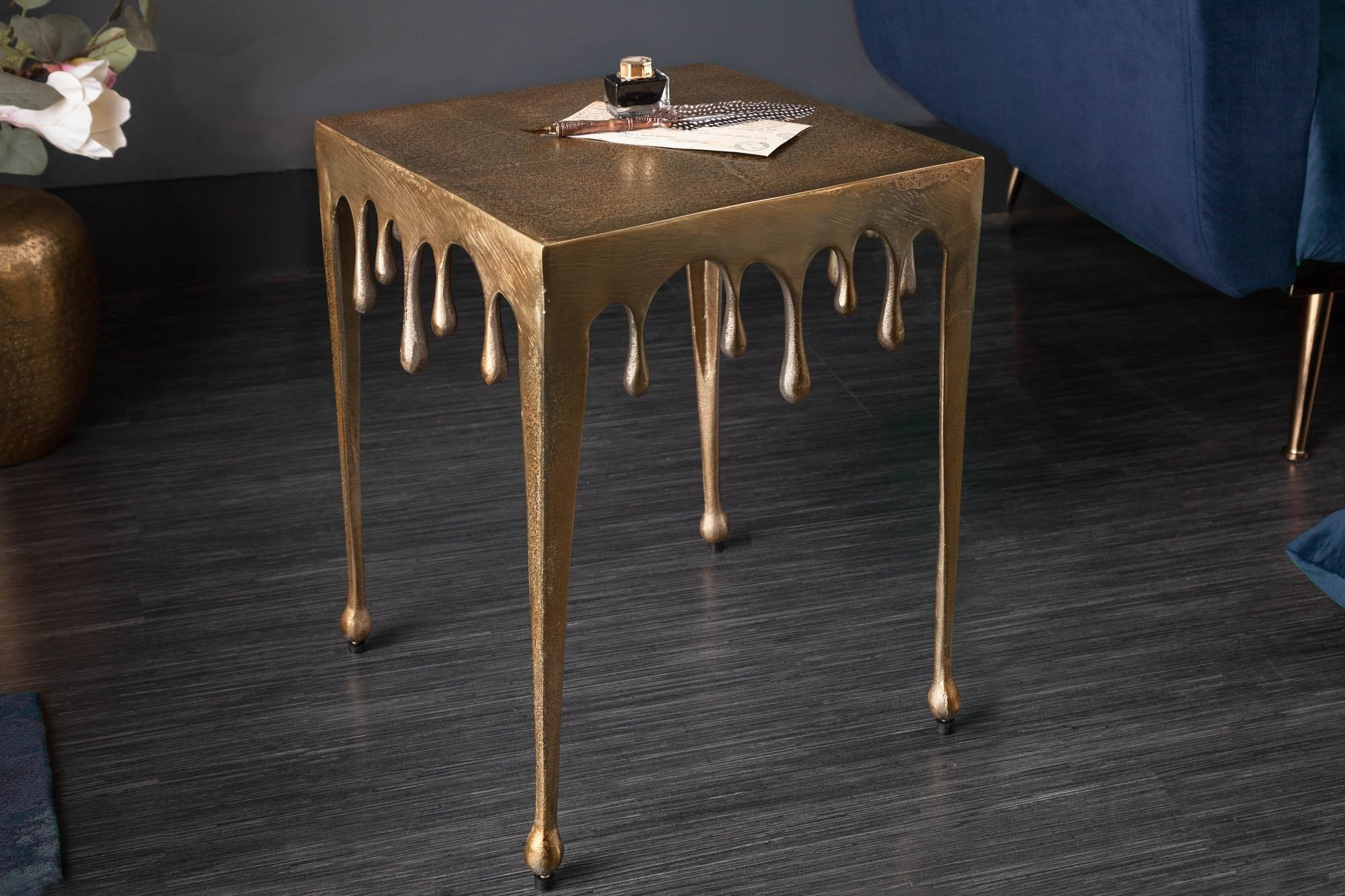 Lerakóasztal - LIQUID LINE S arany alumínium lerakóasztal