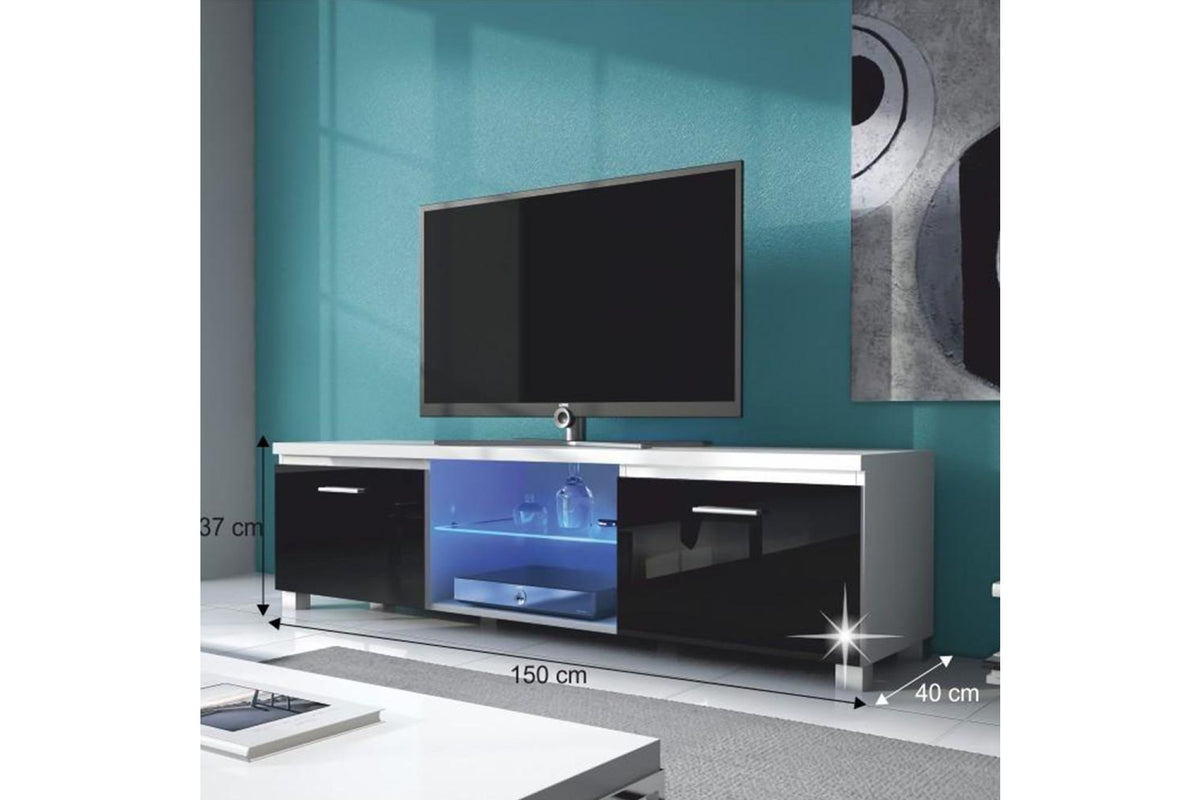 TV szekrény - LUGO fehér és fekete mdf tv szekrény