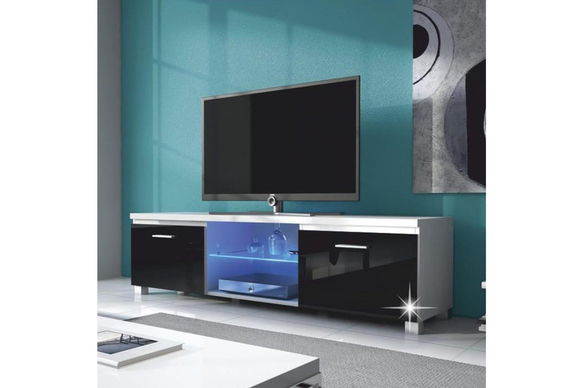 TV szekrény - LUGO fehér és fekete mdf tv szekrény