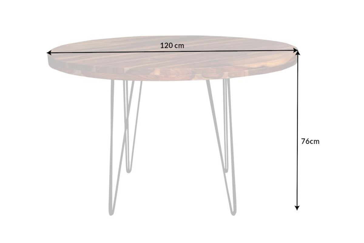 Étkezőasztal - MAKASSAR barna rózsafa kerek étkezőasztal 120cm