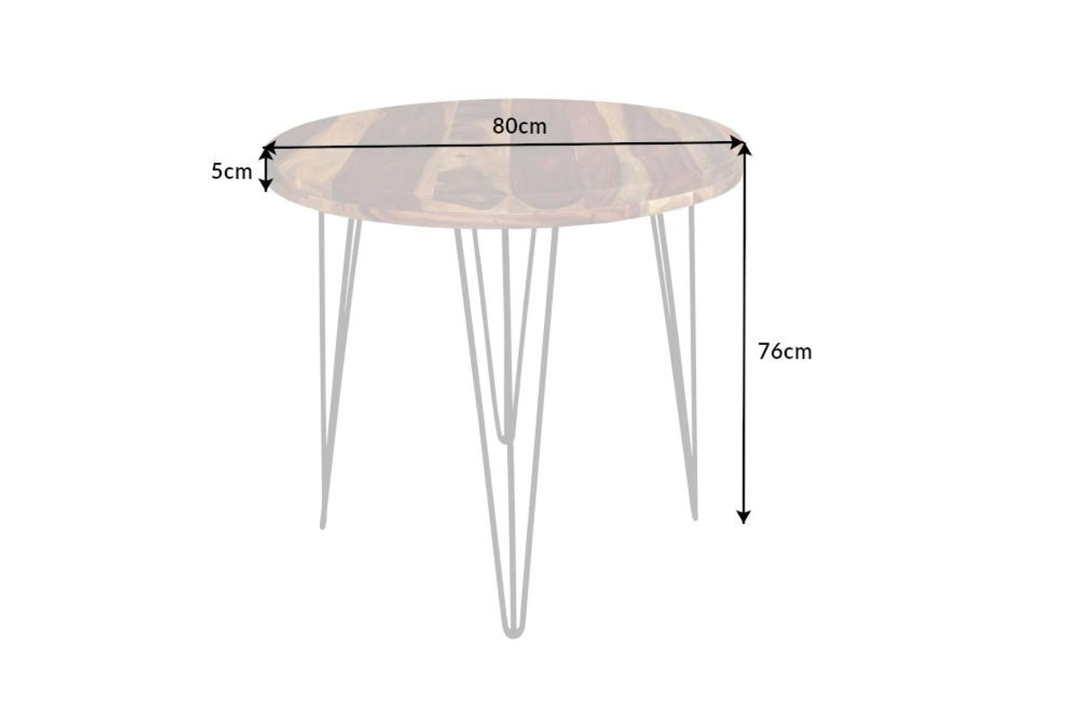 Étkezőasztal - MAKASSAR barna rózsafa kerek étkezőasztal 80cm