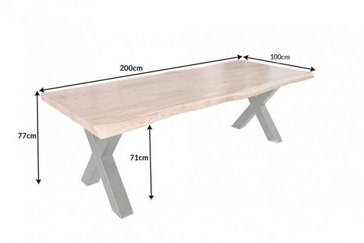 Étkezőasztal - MAMMUT X fekete és akác étkezőasztal 200cm (60mm vastagság)