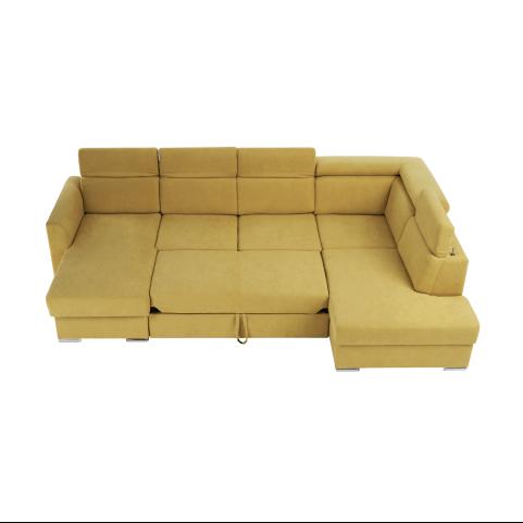 MARIETA sárga szövet u alakú kanapé jobbos