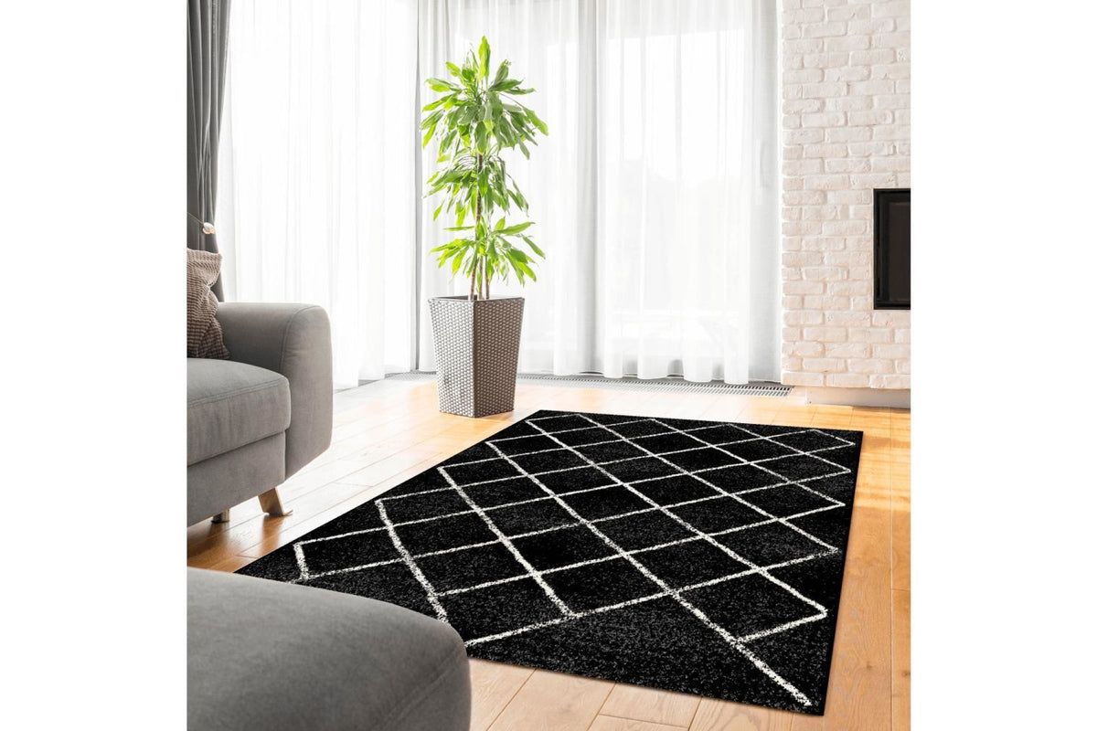 Szőnyeg - MATES fekete polipropilén szőnyeg 133x190cm