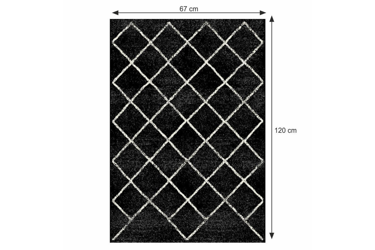 Szőnyeg - MATES fekete polipropilén szőnyeg 67x120cm